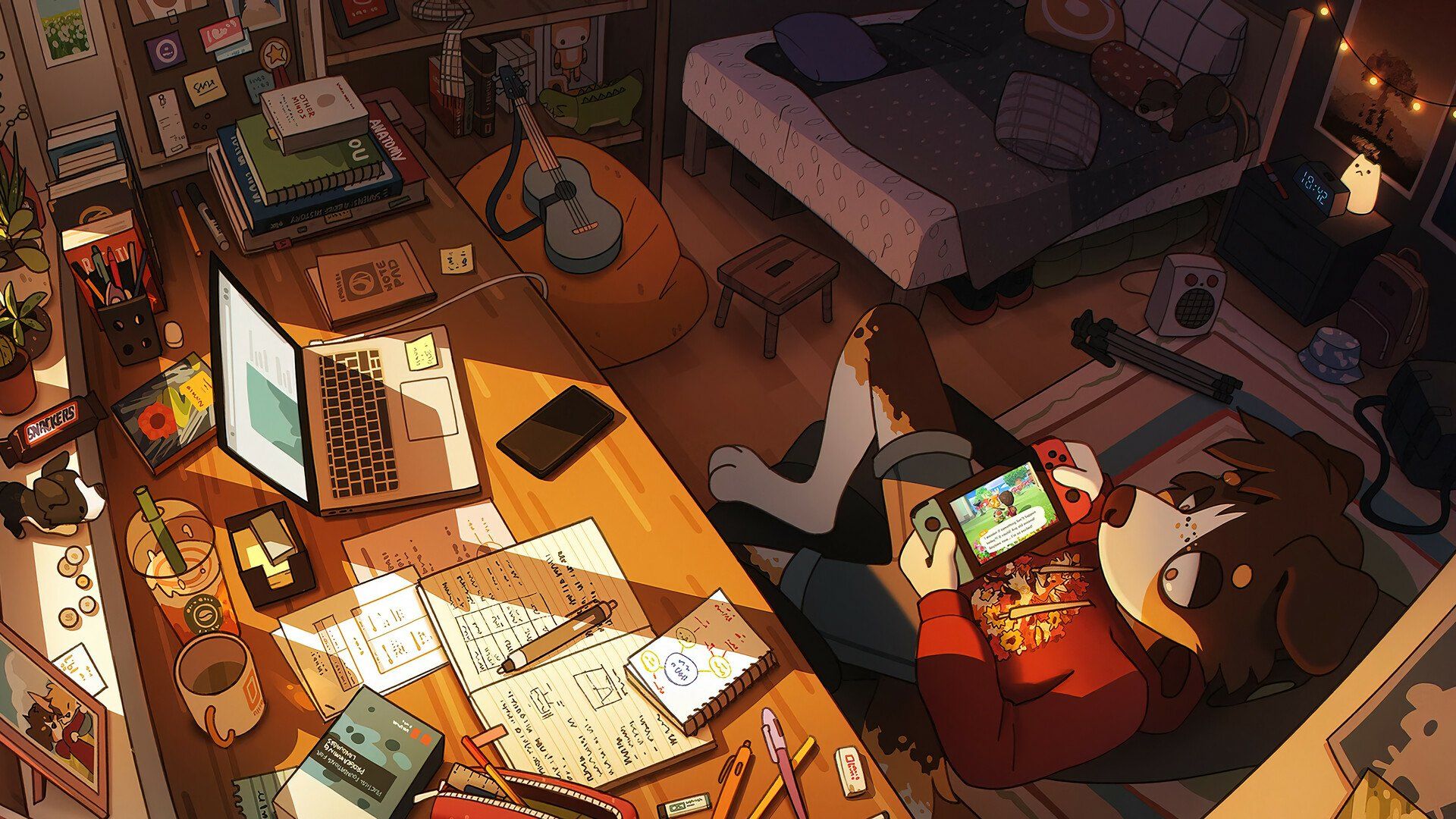 1920x1080 Fantasy Creatures Cozy Bedroom HD Wallpaper