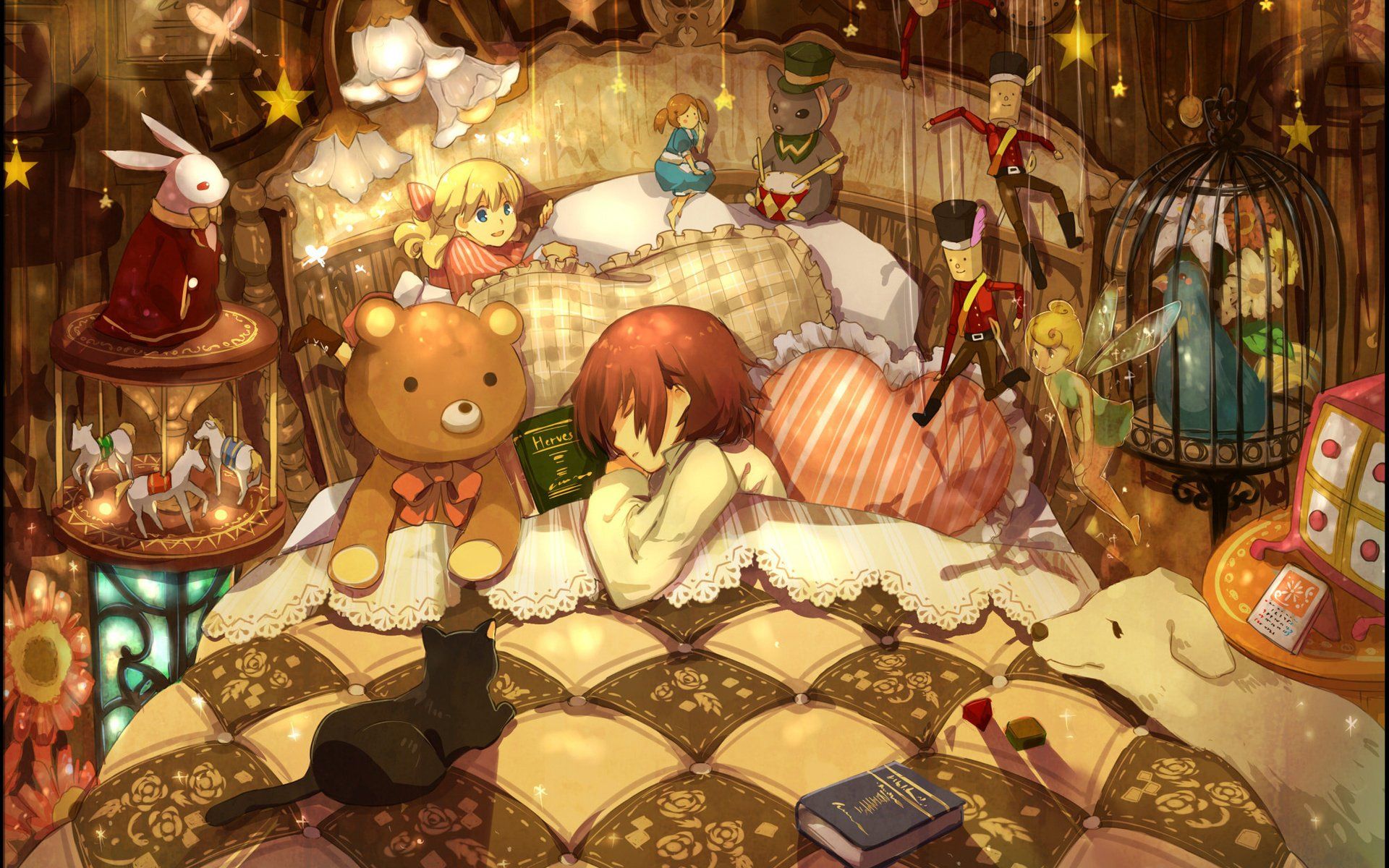 1920x1200 Fantasy Bedtime Anime Wallpaper