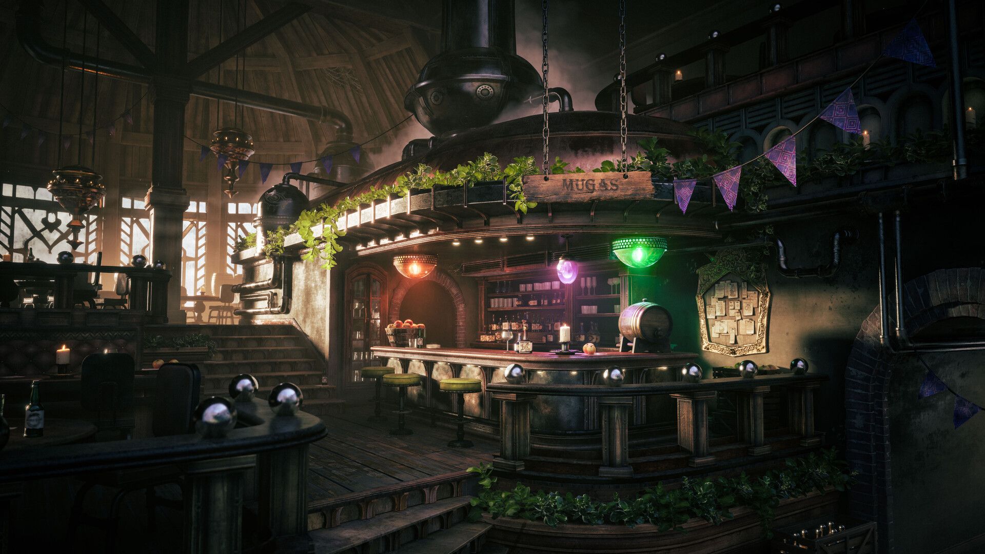 1920x1080 Cozy Fantasy TavernD Steampunk Bar Environment