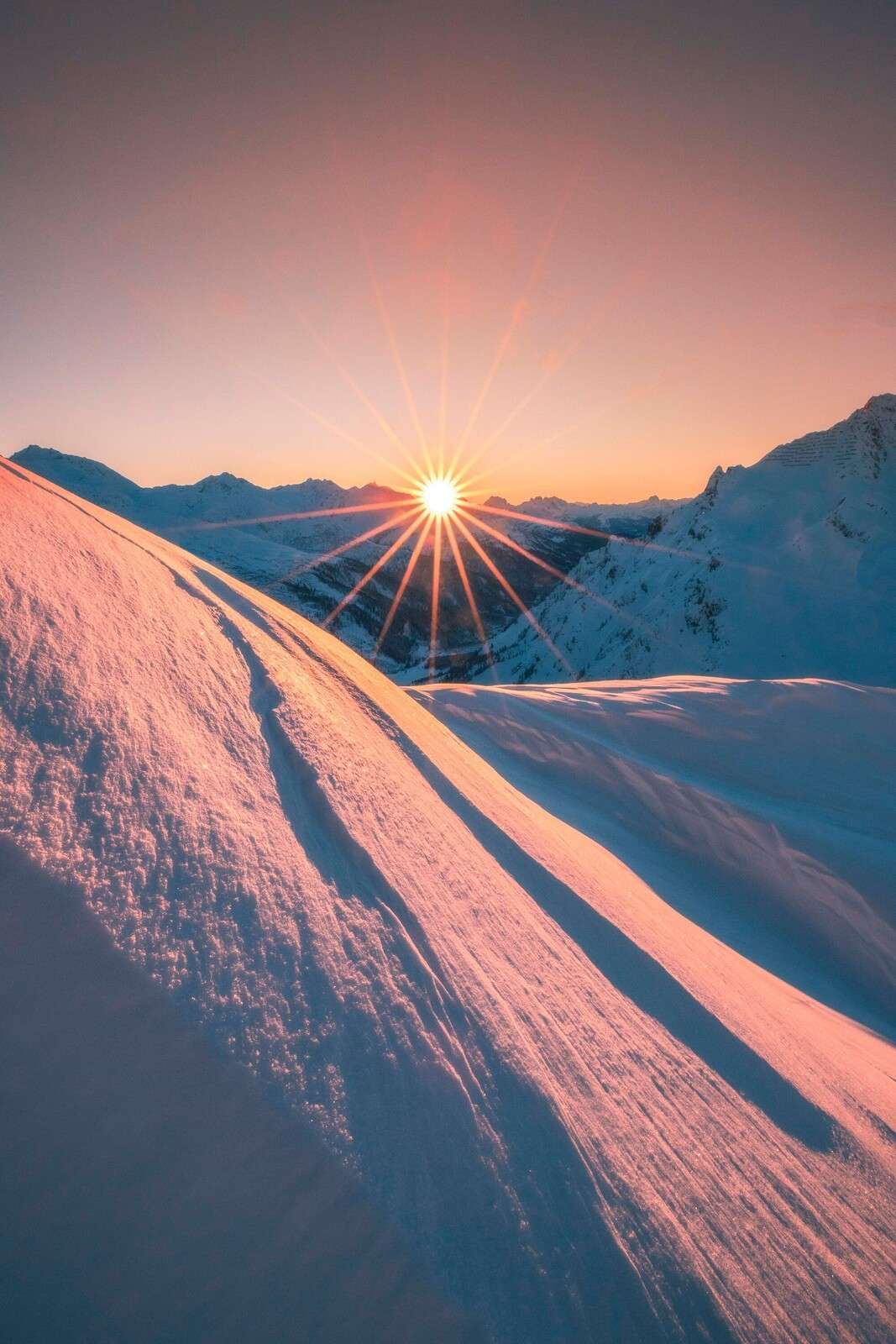 1067x1600 Wall Mural over snowy slope