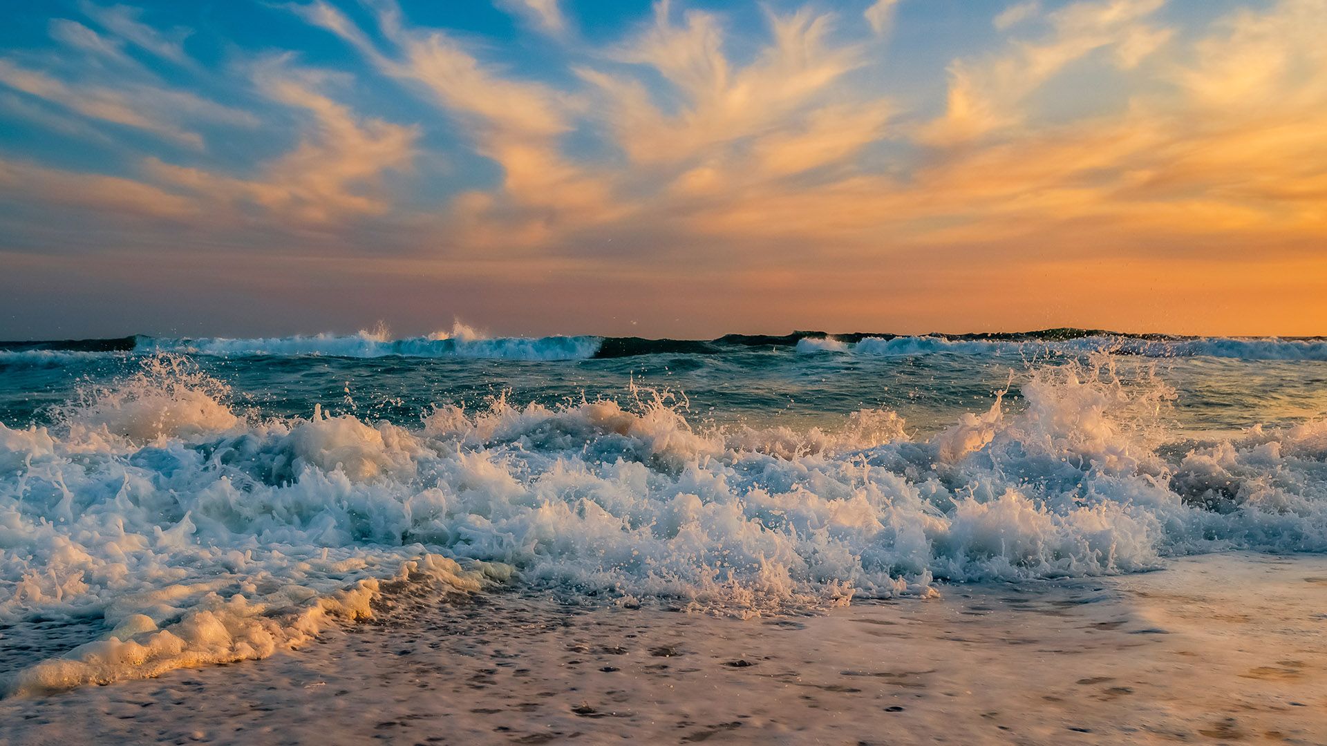1920x1080 Sunset at the sandy beach, West Coast National Park, Yzerfontein, Western Cape, South Africa. Windows Spotlight Image