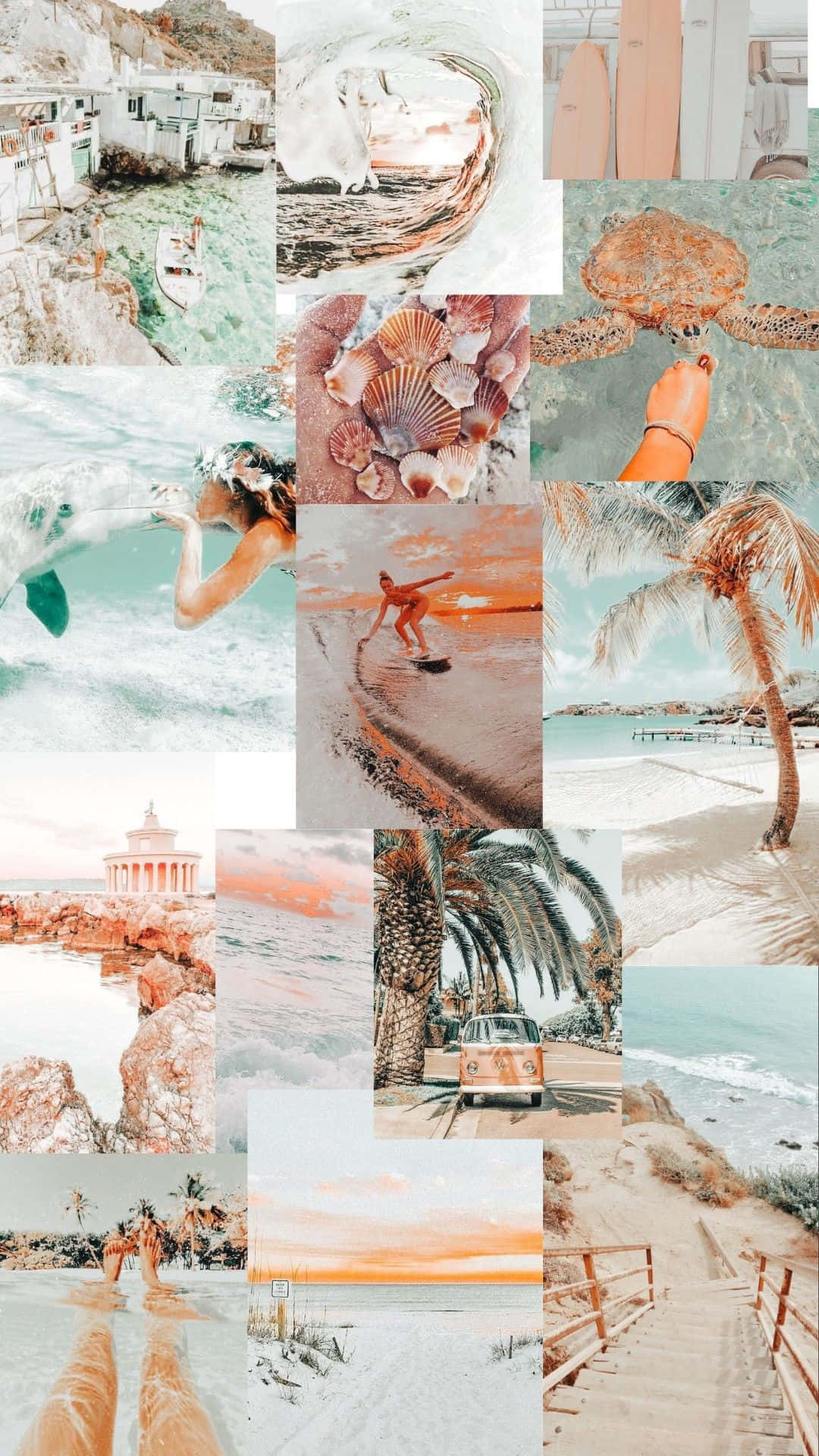 1080x1920 Download Preppy Beach Aesthetic Collage Wallpaper