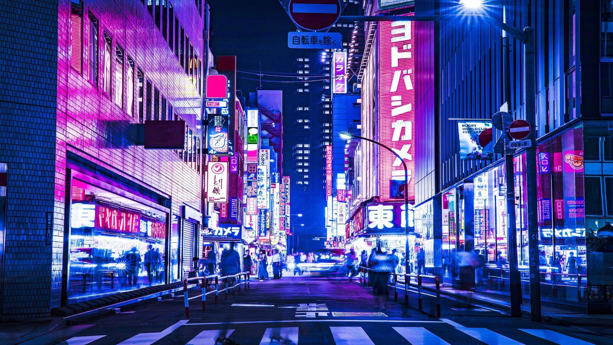 2048x1152 Tokyo Japan Retro 80's Synth Wave Pop Style CyberPunk Wall Mural