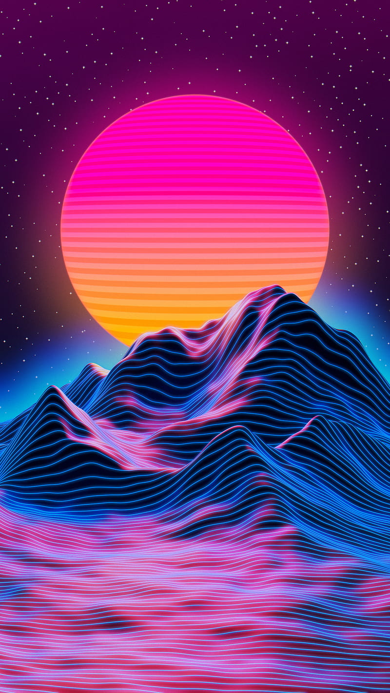 800x1422 HD synthwave sun wallpaper
