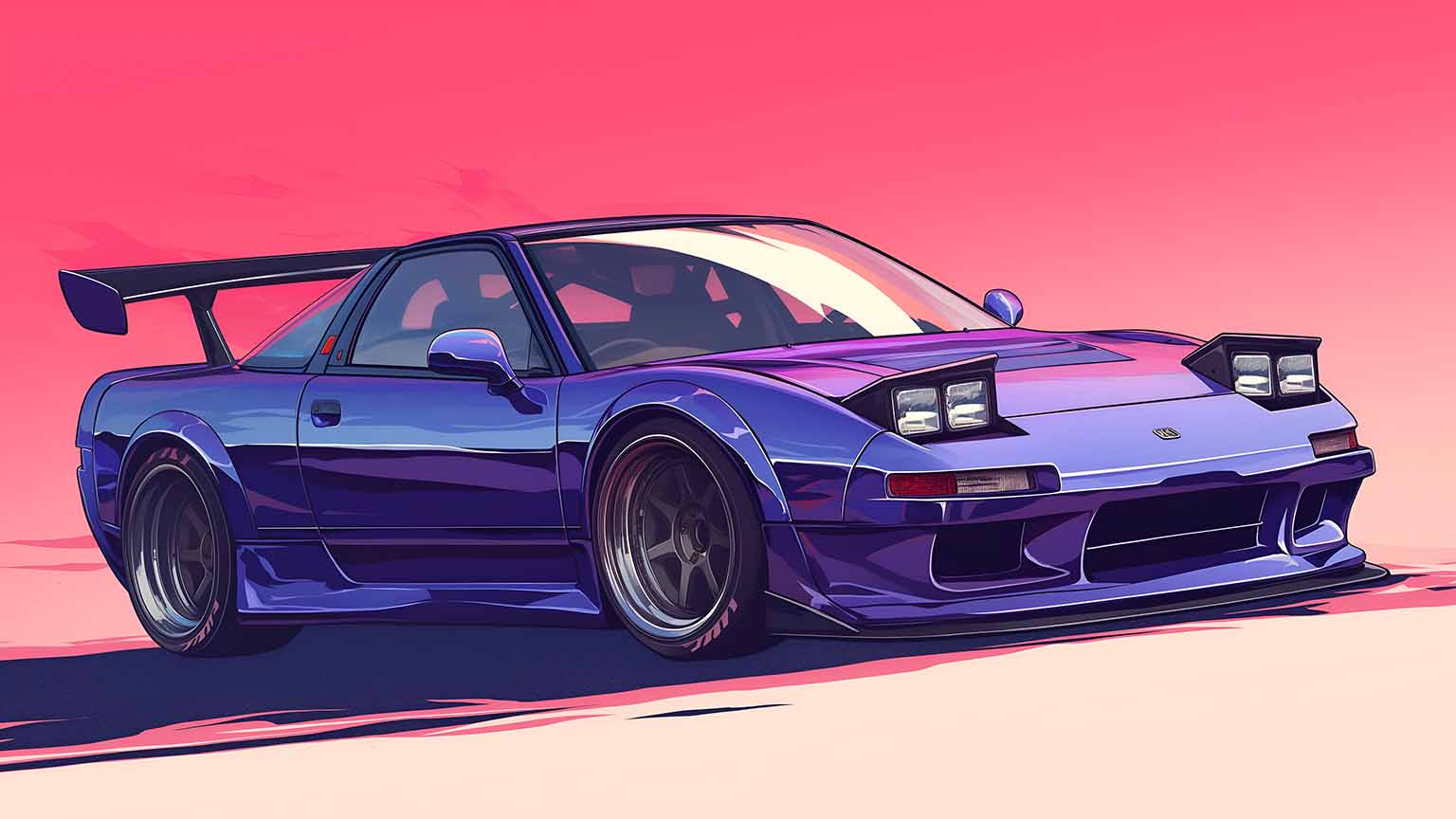 1536x864 Supercar Purple Synthwave Pop Up Lights Desktop Wallpaper