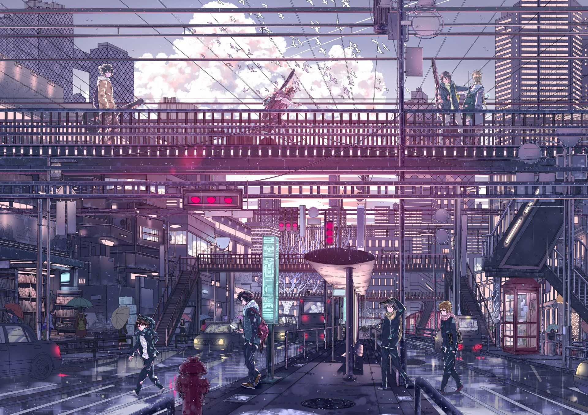 1920x1356 Vibrant Anime Cityscape