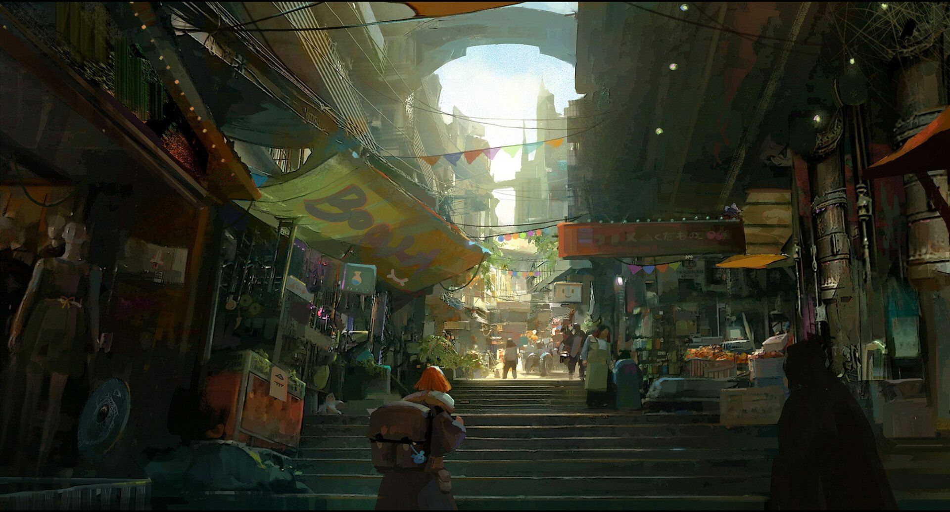 1920x1035 Anime City Vibes: HD Urban Fantasy Wallpaper