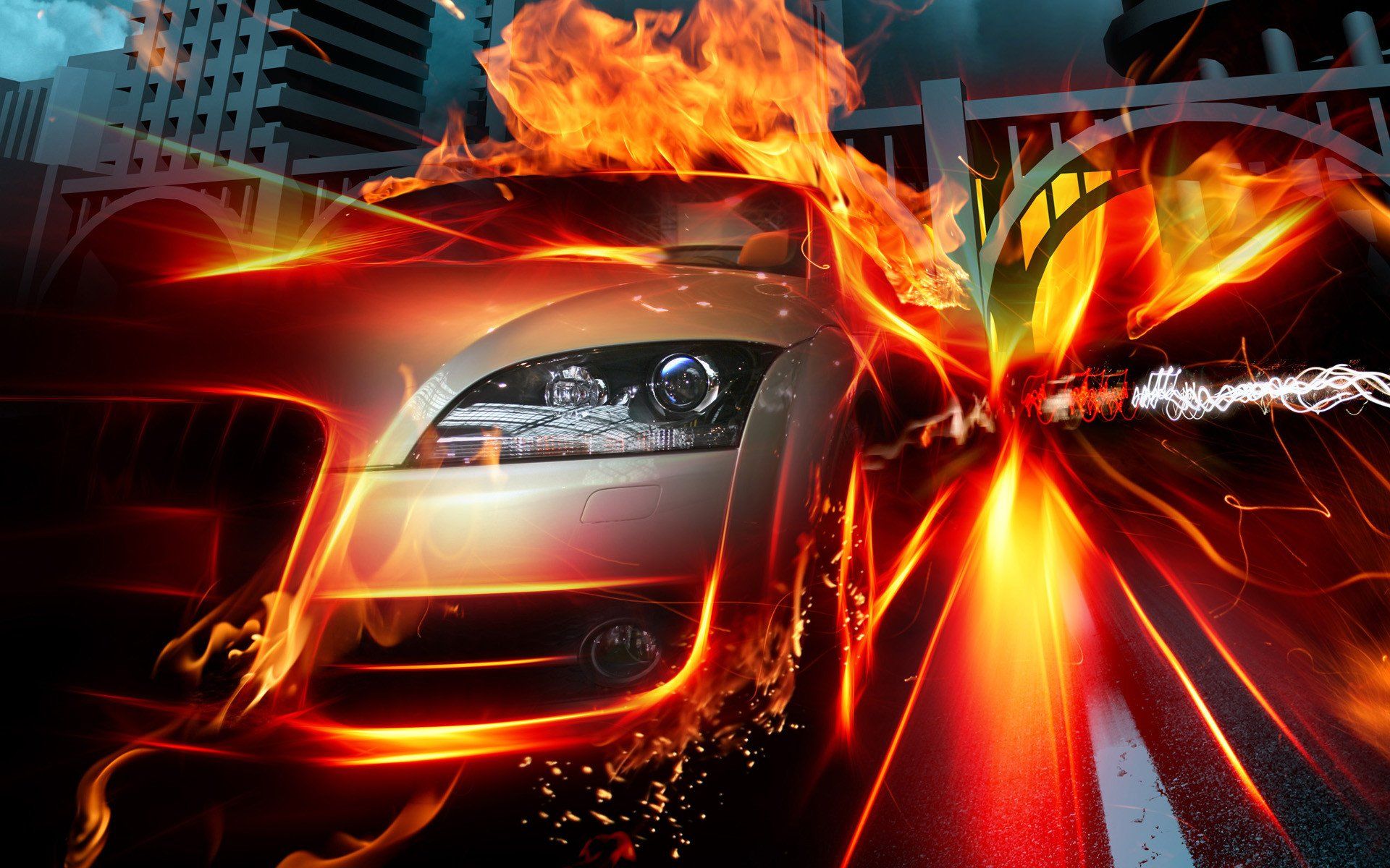 1920x1200 Urban Fantasy Flame Vehicle HD Wallpaper
