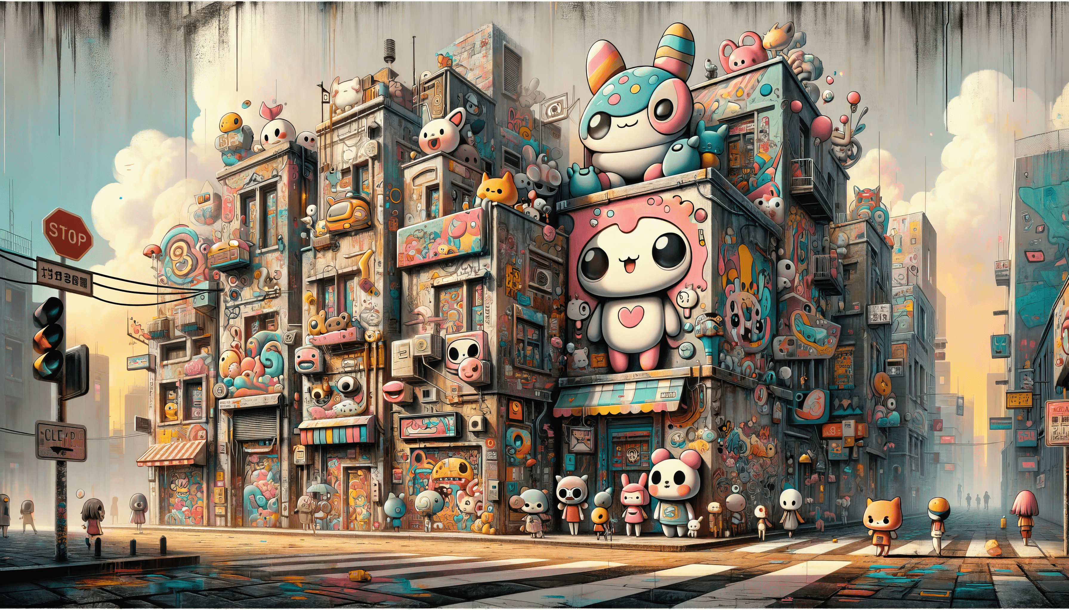 3584x2048 Cute Aesthetic Urban Fantasy HD Wallpaper