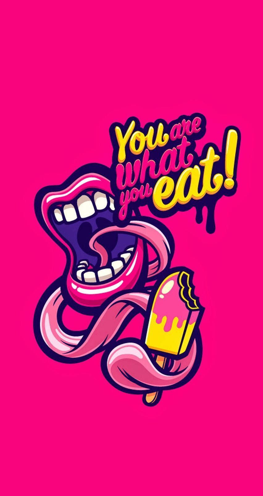 852x1608 Download Eat Quote Pink Pop Art Wallpaper