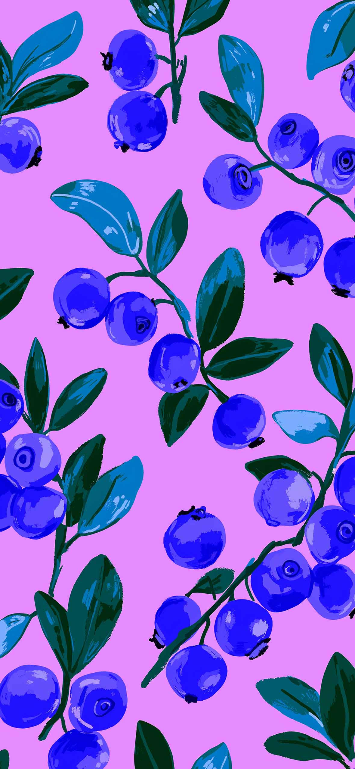 1180x2554 Blueberry Fruits Pop Art Pattern Wallpaper