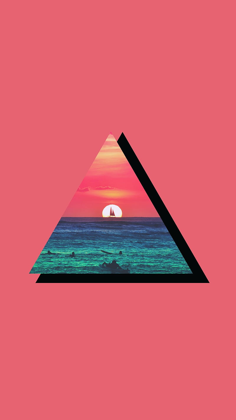 800x1422 Ocean Triangle, aesthetic pop art, artsy abstract, cool triangle, geek I phone, HD phone wallpaper