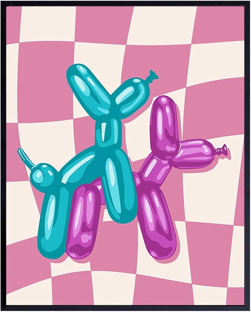 806x1000 Blue Purple pop Art Decor Dorm Decorations for Bedroom, small Apartment Picture for Living Room Trendy Modern art Balloon Dogs, funny Bathroom Decor Aesthetic Wall