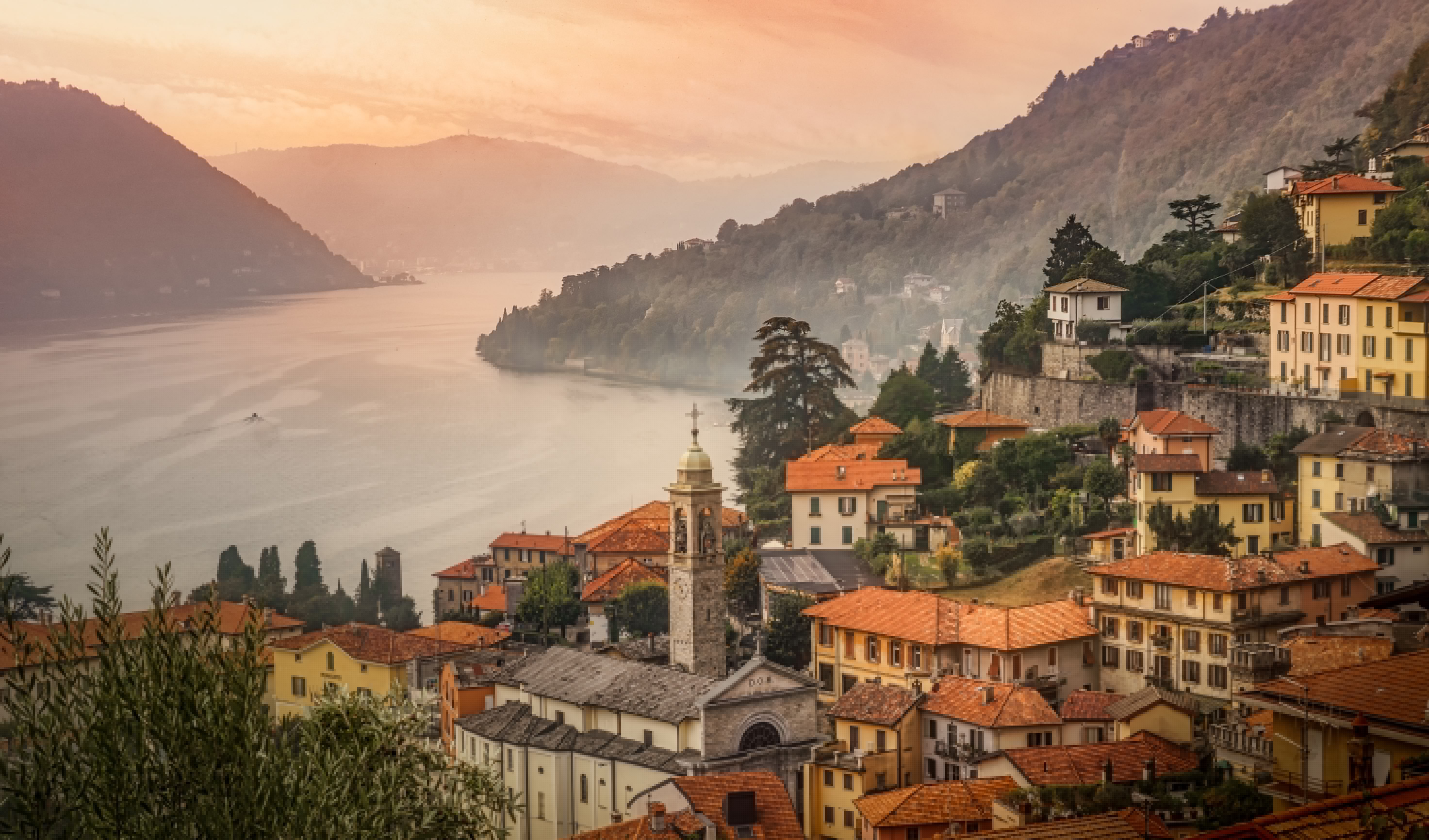 5890x3464 Wallpaper mountains, lake, building, home, Italy, Italy, lake Como, Lombardy for mobile and desktop, section город, resolution 5890x3464