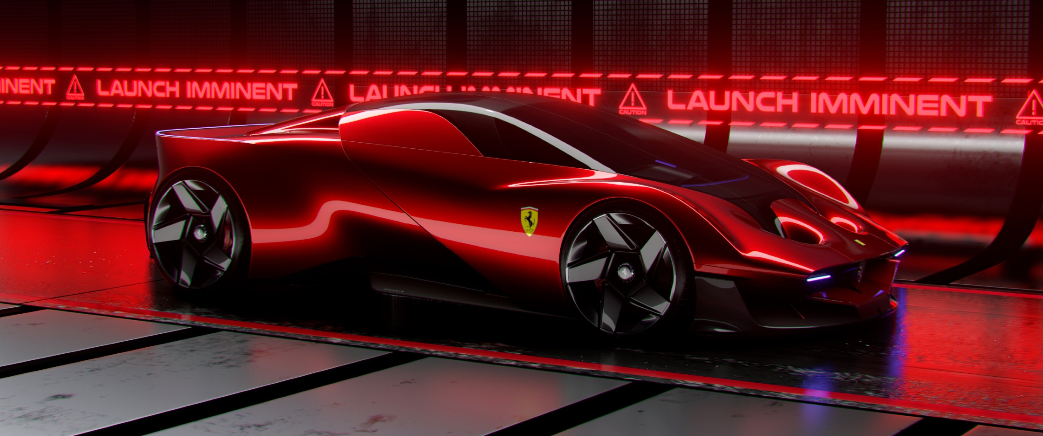 3440x1440 Ferrari Concept Car Wallpaper 4K, Ultrawide, 5K, 8K, Red background