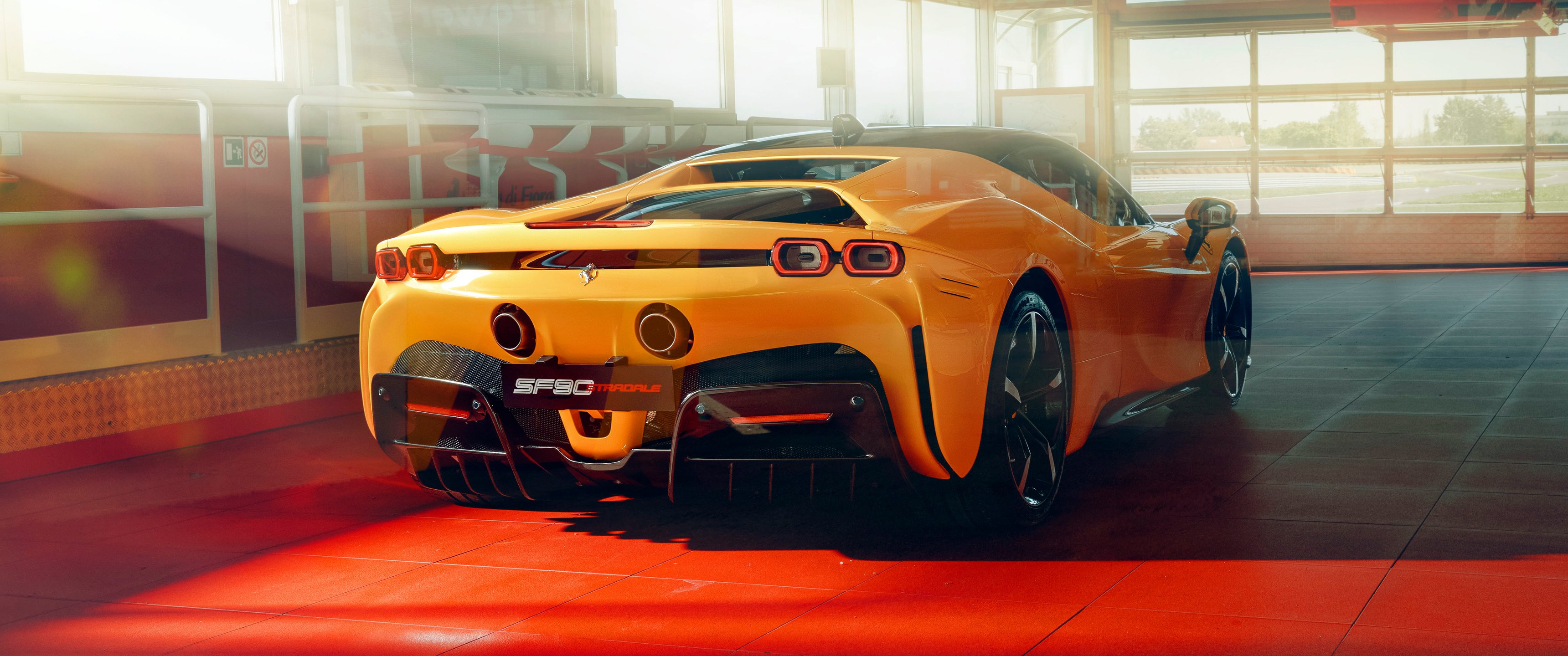 3440x1440 Download Ferrari SF90 Stradale, Ferrari, Sf Stradale, Orange, Yellow Wallpaper in 3440x1440 Resolution