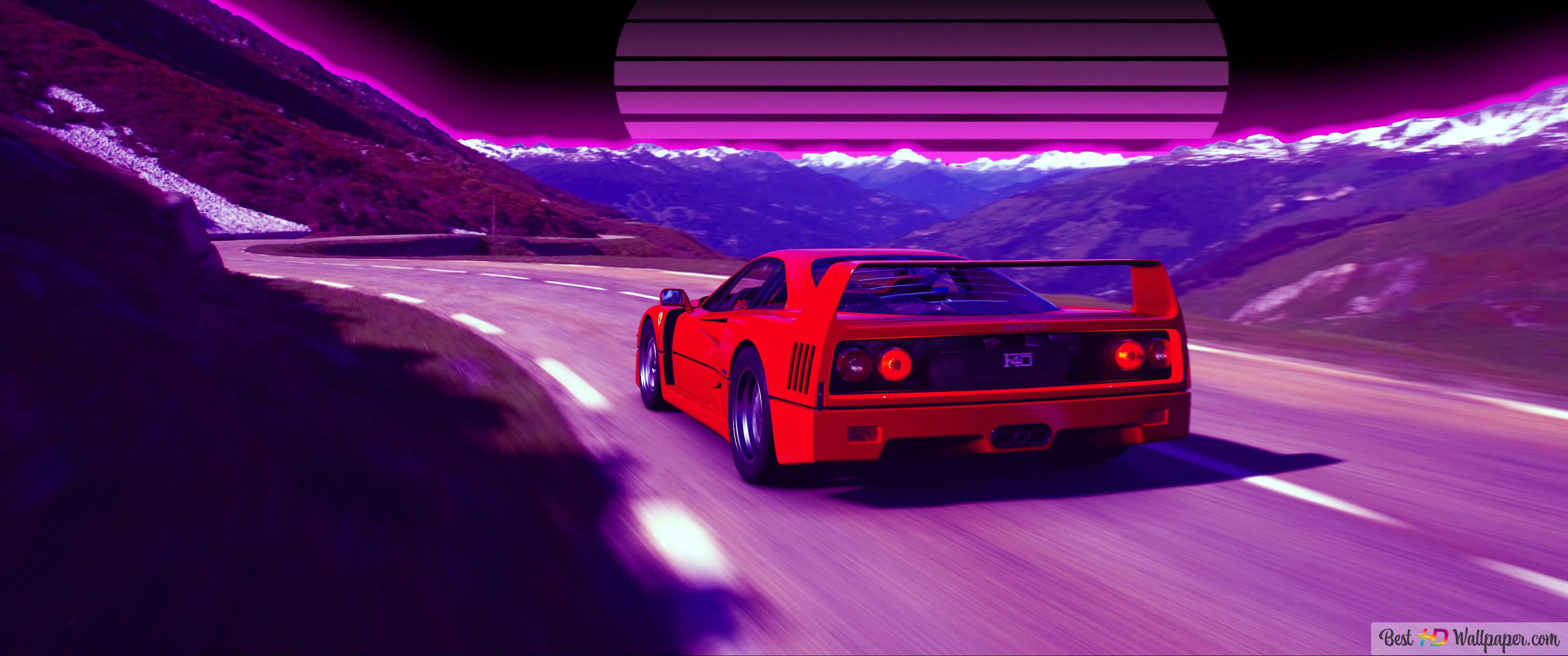 3440x1440 Ferrari F40 Sports Car Outrun 4K wallpaper download