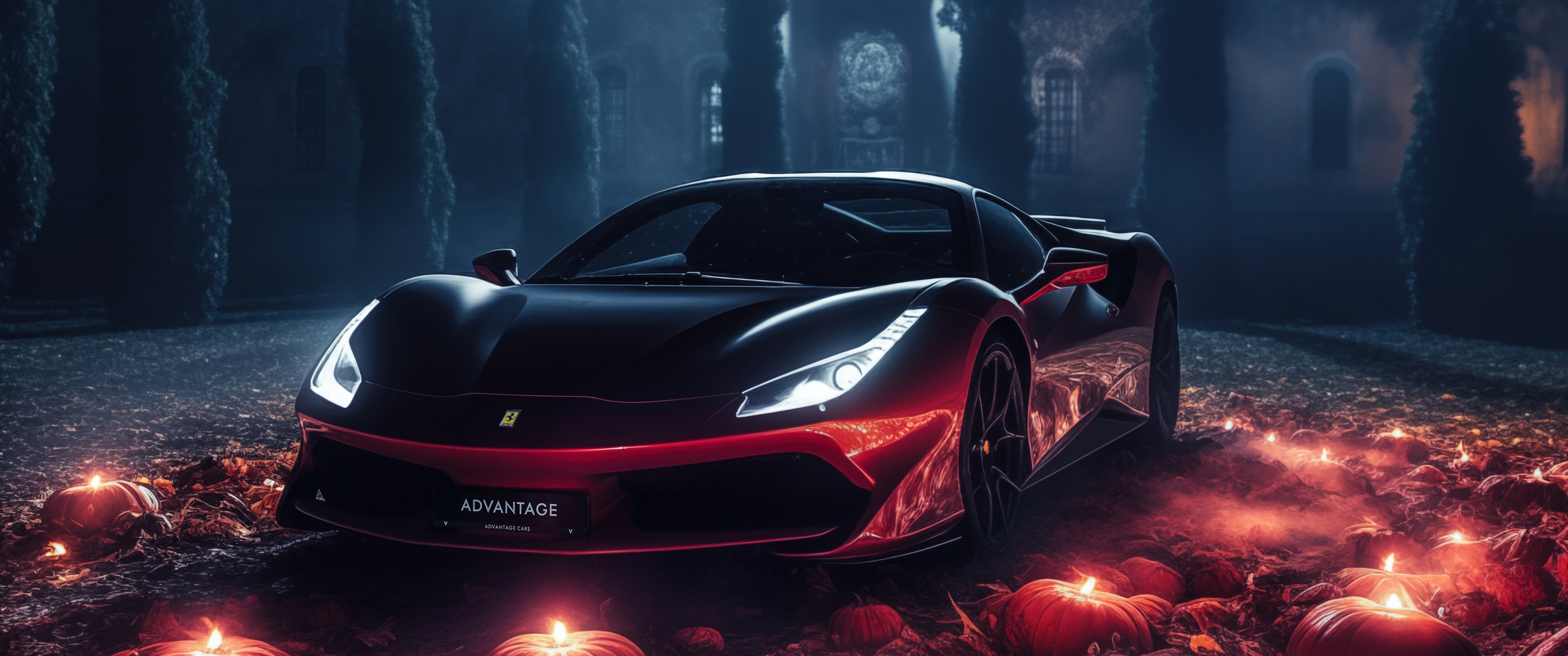 3440x1440 Ferrari Wallpaper 4K, Sports car, Halloween background
