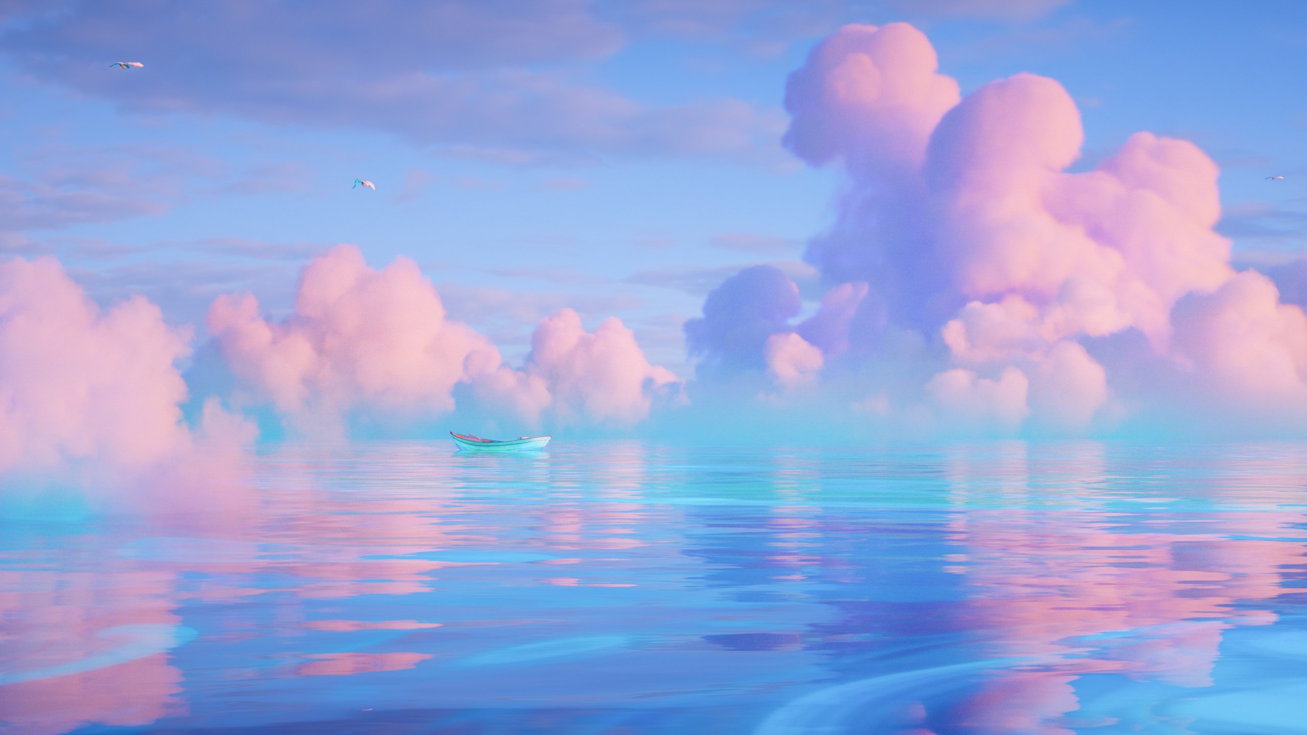 2560x1440 Ocean Wallpaper 4K, Ultrawide, Boat, Surreal