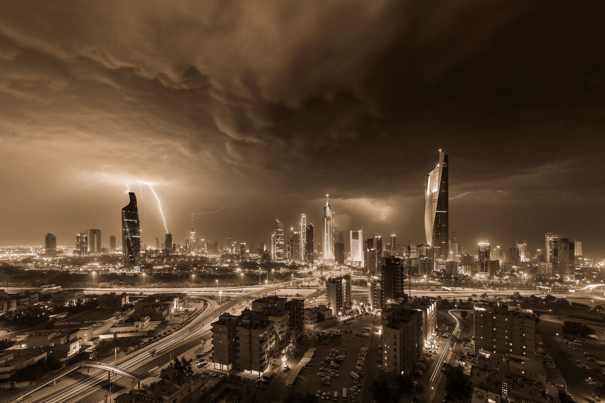 2048x1366 Stunning Kuwait City Lightning: HD Wallpaper Experience By Mohammed Al Sultan