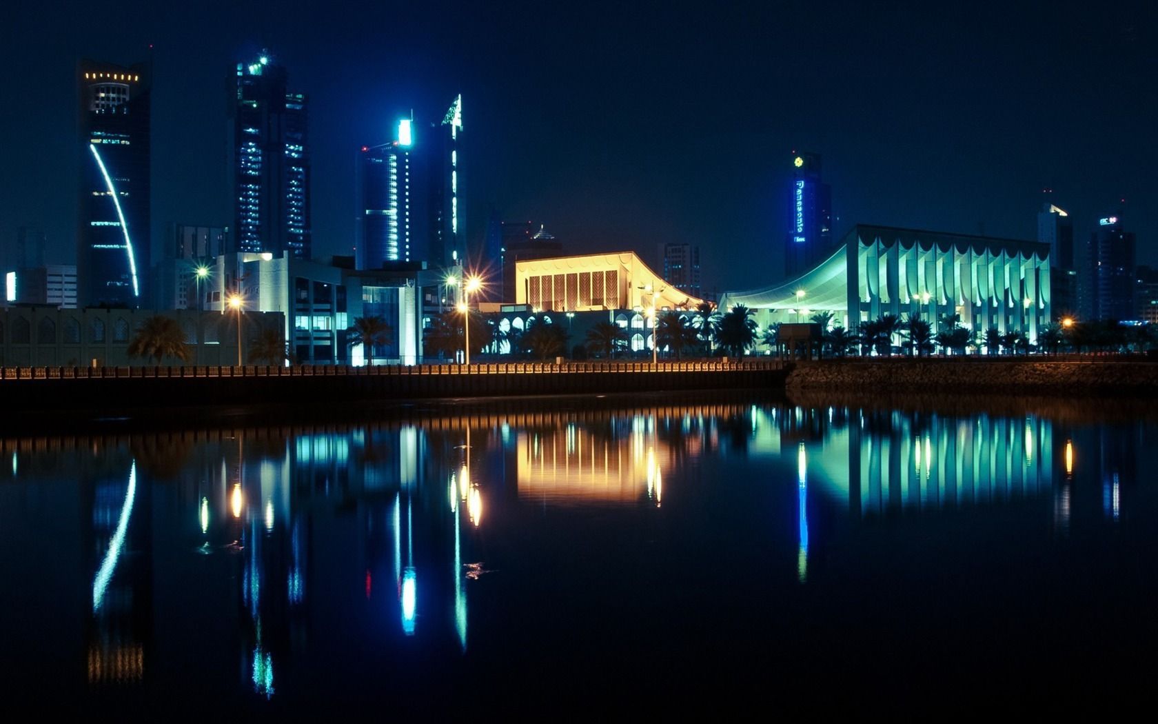 1680x1050 Kuwait City Cities Architectural Landscape Wallpaper