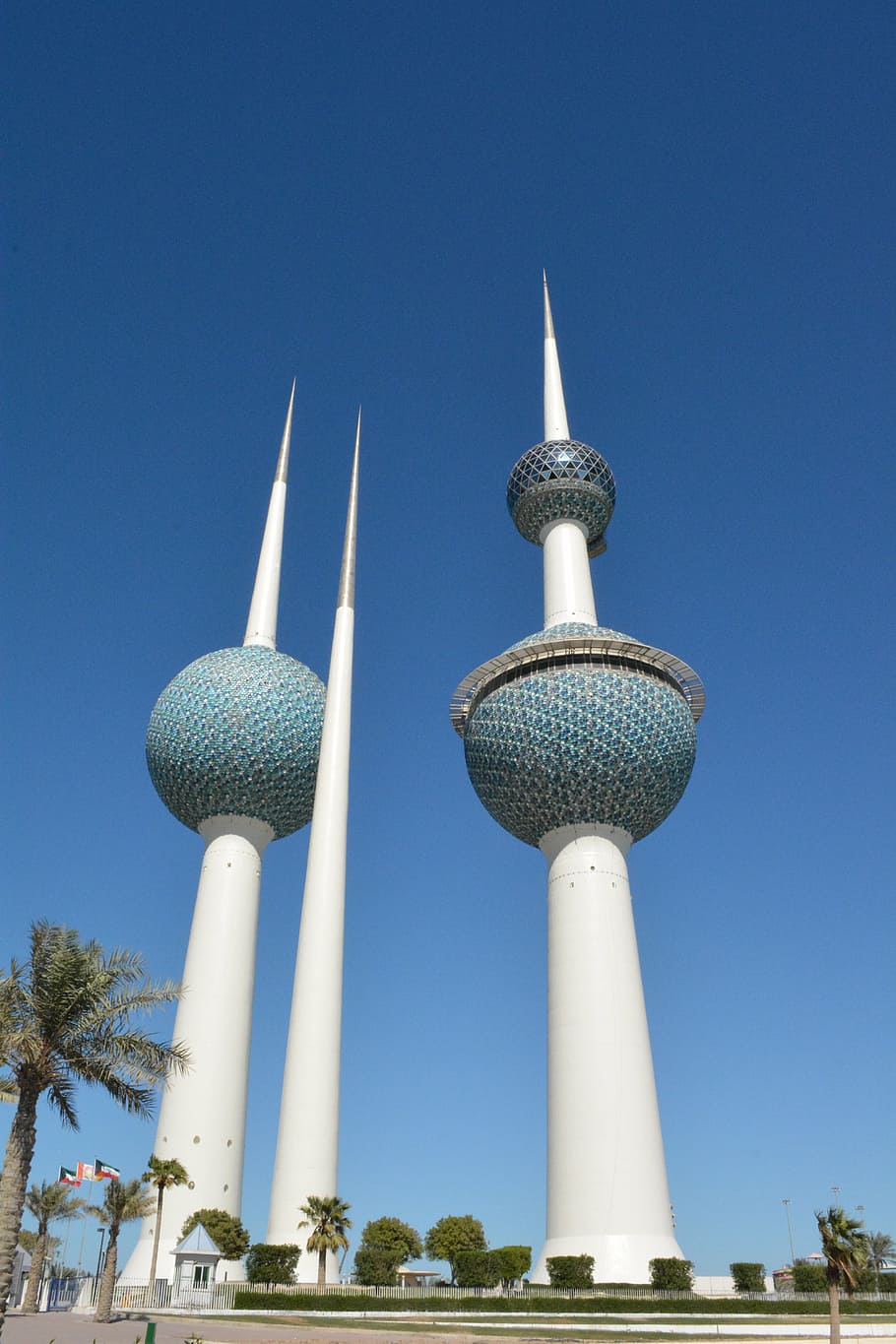 910x1365 kuwait towers, landmarks, kuwait, blue, tower, cityscape, skyline, building