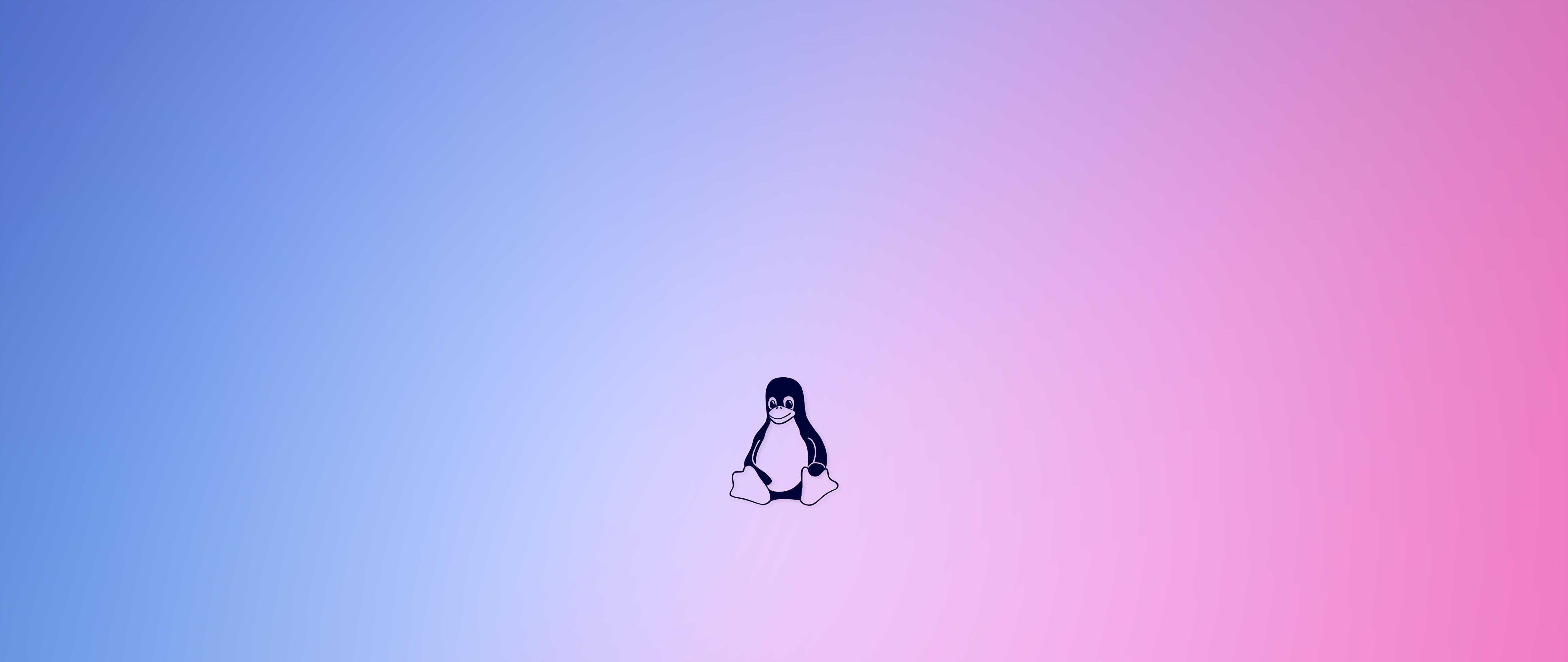 5120x2160 Cyan and Pink Desktop Wallpaper Linux Version