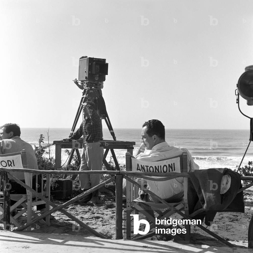 1021x1024 Image of Italian director Michelangelo Antonioni on the set of the film