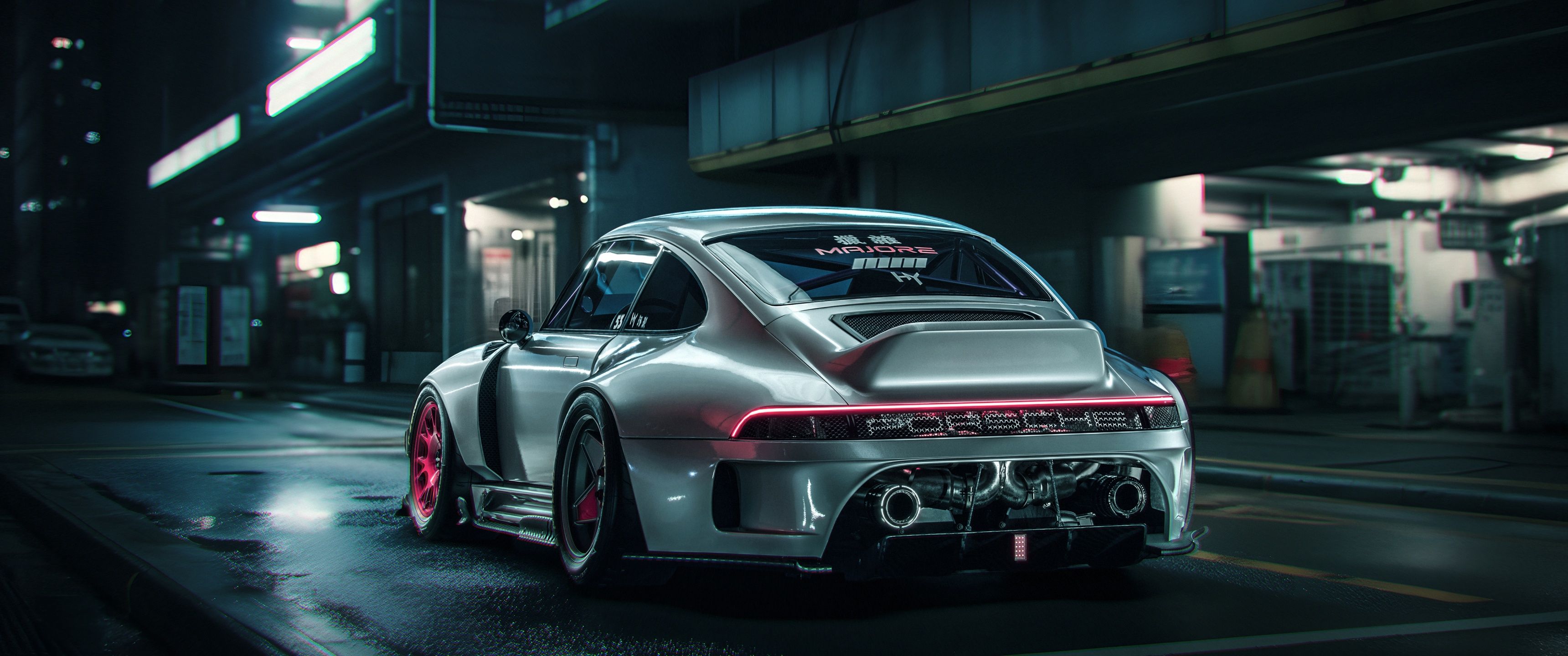 3440x1440 Porsche 911 Wallpaper 4K, Cyberpunk, CGI, 5K