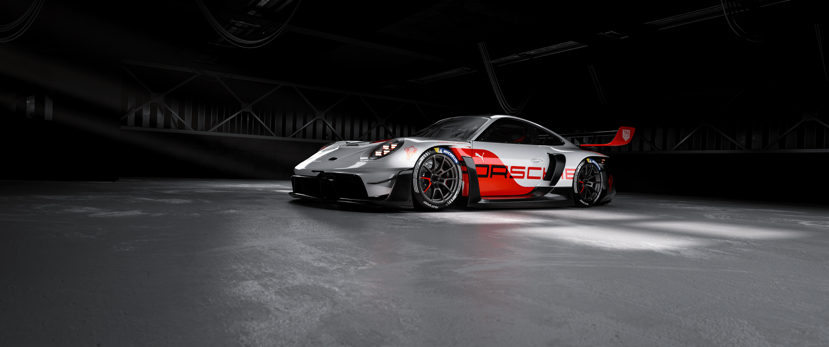 3440x1440 Porsche 911 GT3 R Wallpaper 4K, Dark aesthetic, Race cars
