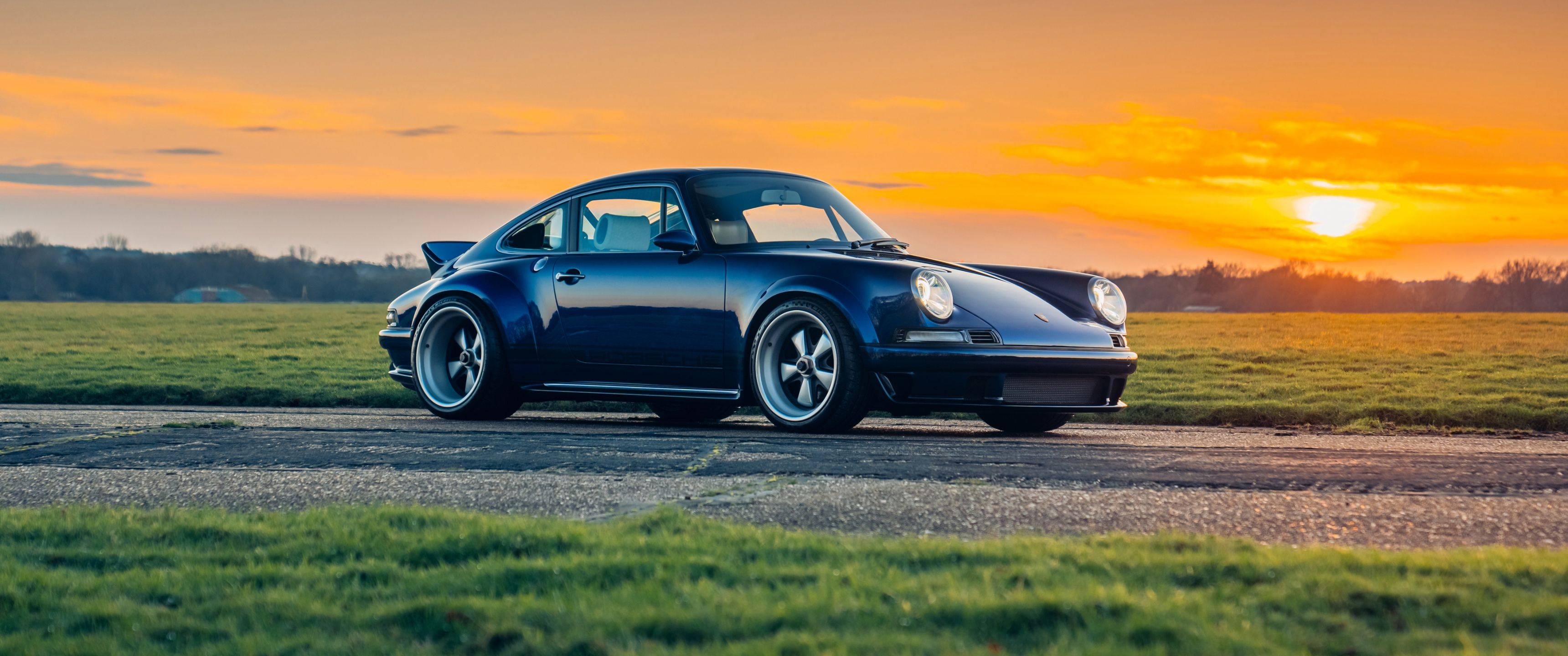 3440x1440 Singer Porsche 911 Wallpaper 4K, Classic cars, Sunset, Porsche 911