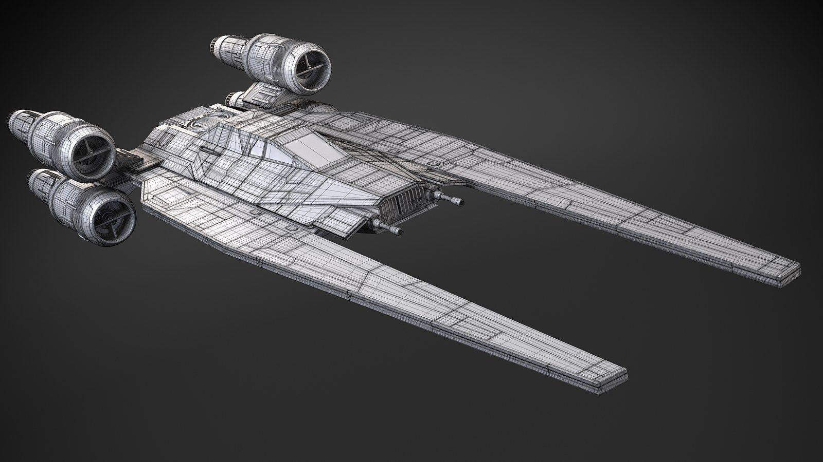 1600x900 Star Wars U Wing 3D Model $199 .3Ds .c4d .fbx .lwo .max .obj .gltf .usdz