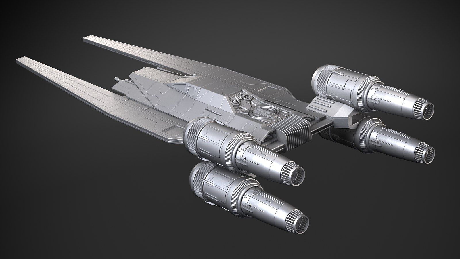 1600x900 Star Wars U Wing 3D Model $199 .3Ds .c4d .fbx .lwo .max .obj .gltf .usdz