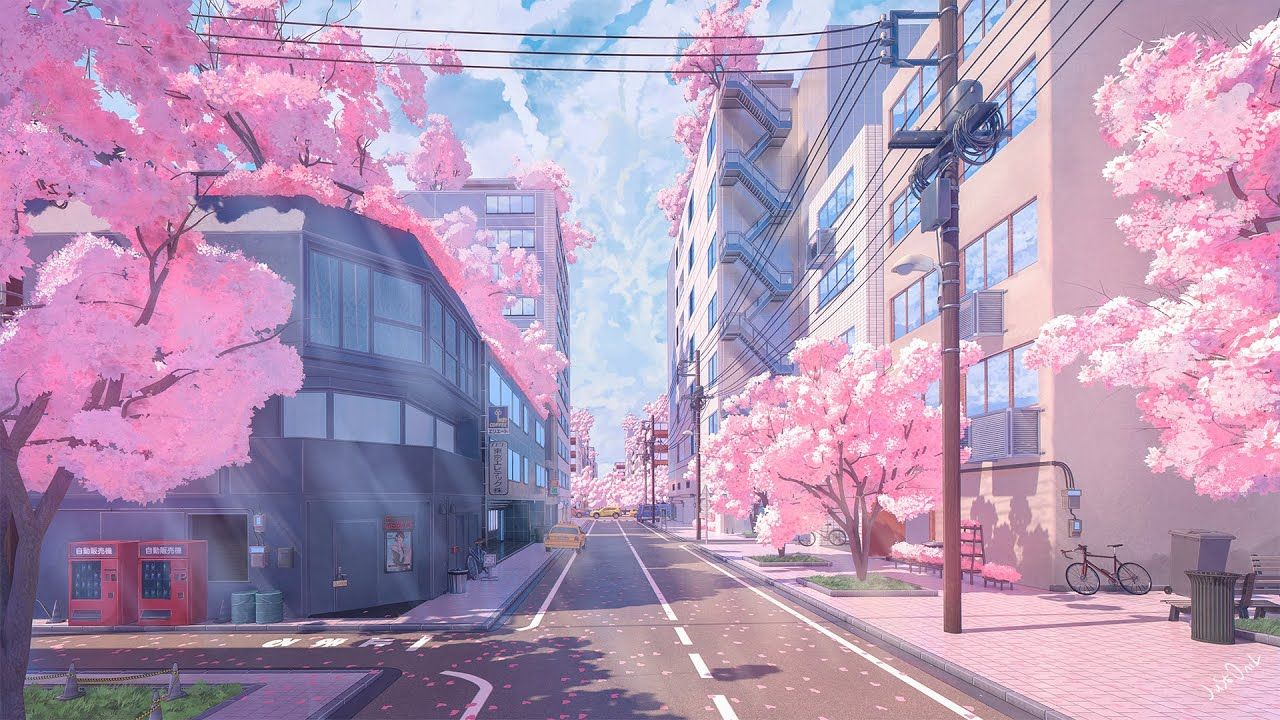 1280x720 Lofi Spring Pink Wallpaper