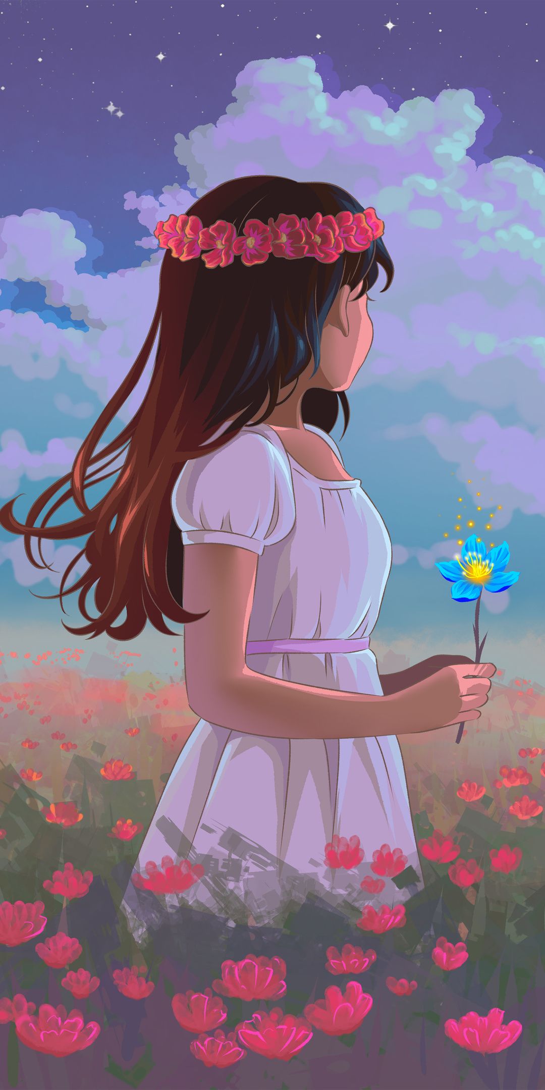 1080x2160 Lofi Girl In Spring Field 5k One Plus 5T, Honor 7x, Honor view Lg Q6 , HD 4k Wallpaper, Image, Background, Photos and Picture