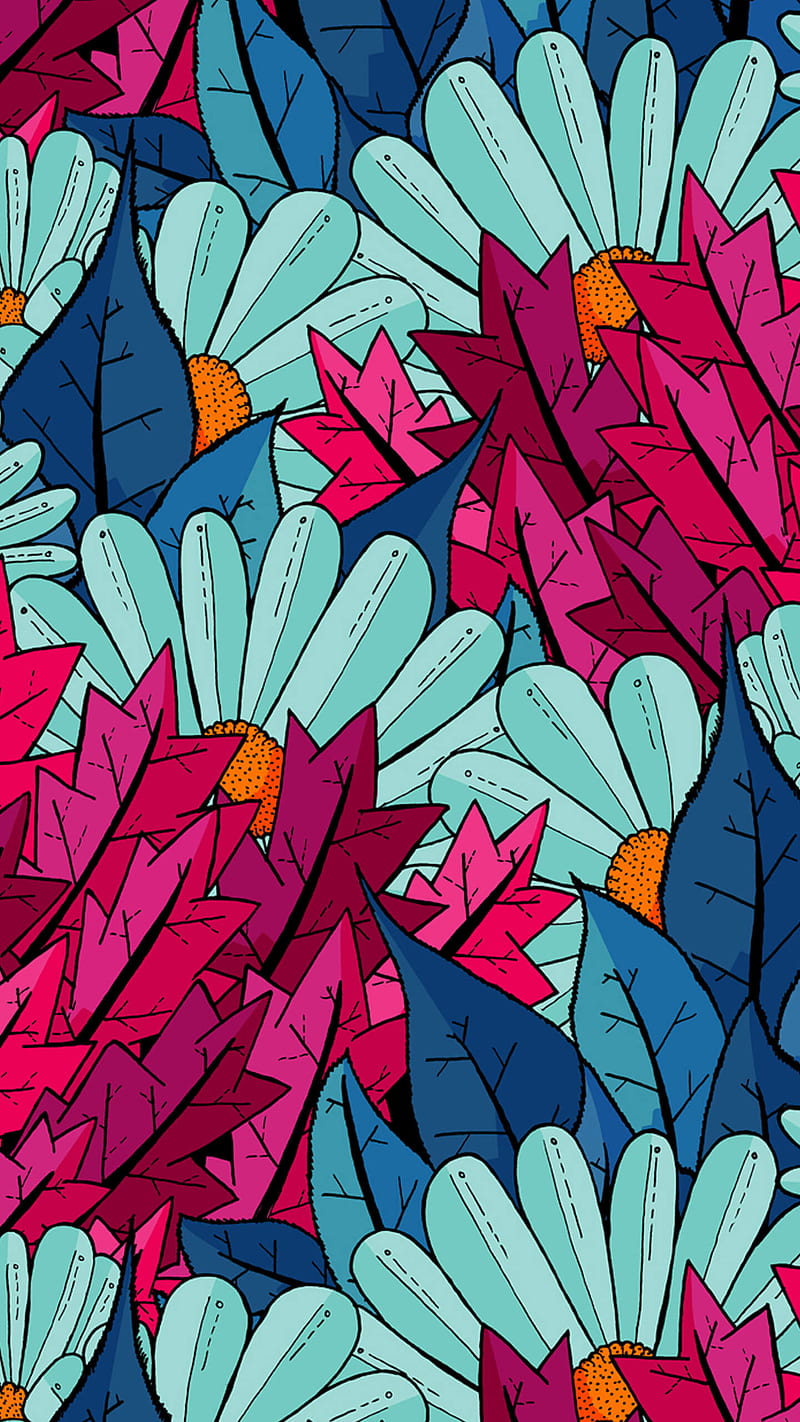 800x1422 Spring Flowers, calm, chill, colors, flowers, lofi, spring, teal, HD phone wallpaper