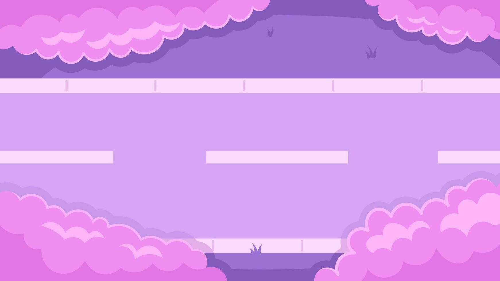 1742x980 Journey road with sakura trees cute kawaii lo fi background. Japan spring blooming 2D vector cartoon streetscape illustration, lofi aesthetic wallpaper desktop. Japanese anime scenery, dreamy vibes