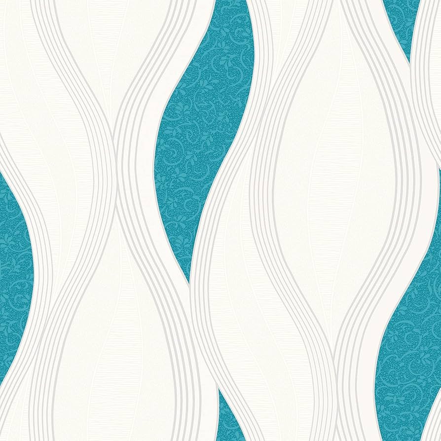 894x894 NEW LUXURY DIRECT WALLPAPERS WAVE EMBOSSED TEXTURED METALLIC 10M WALLPAPER ( TURQUOISE E62001) : Amazon.co.uk: DIY & Tools