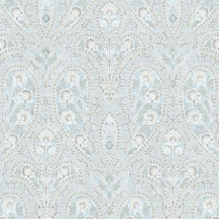 900x900 Norwall Flourish 55 Sq Ft Blue, Turquoise, Ice Mist, Grey, Dove Vinyl Floral Prepasted Soak And Hang Wallpaper In The Wallpaper Department At