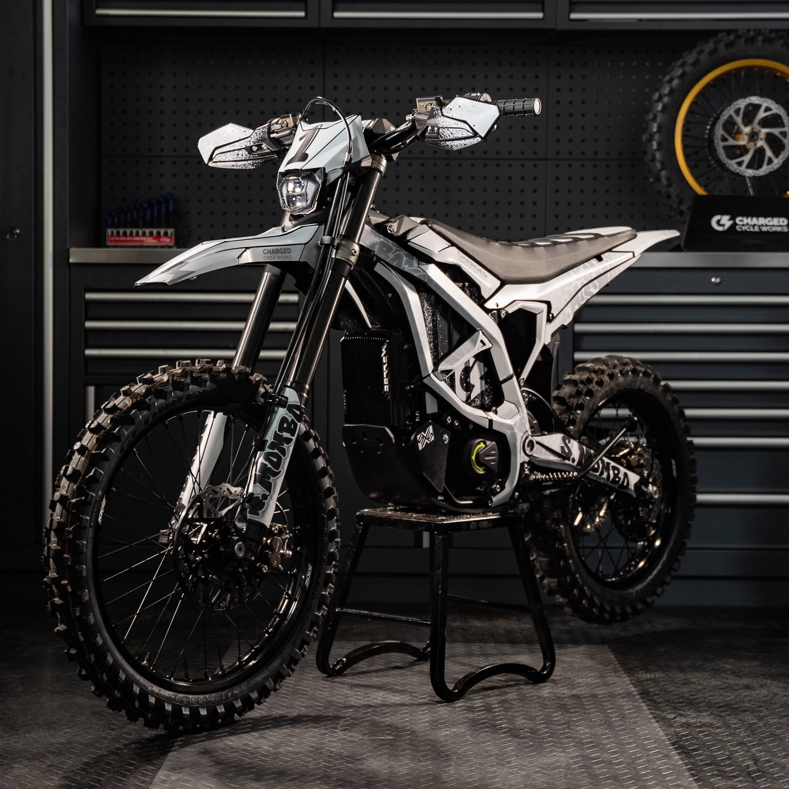 2695x2695 Surron Ultra Bee Vinyl Wraps. E Moto Graphic Decals. Charged Cycle Works