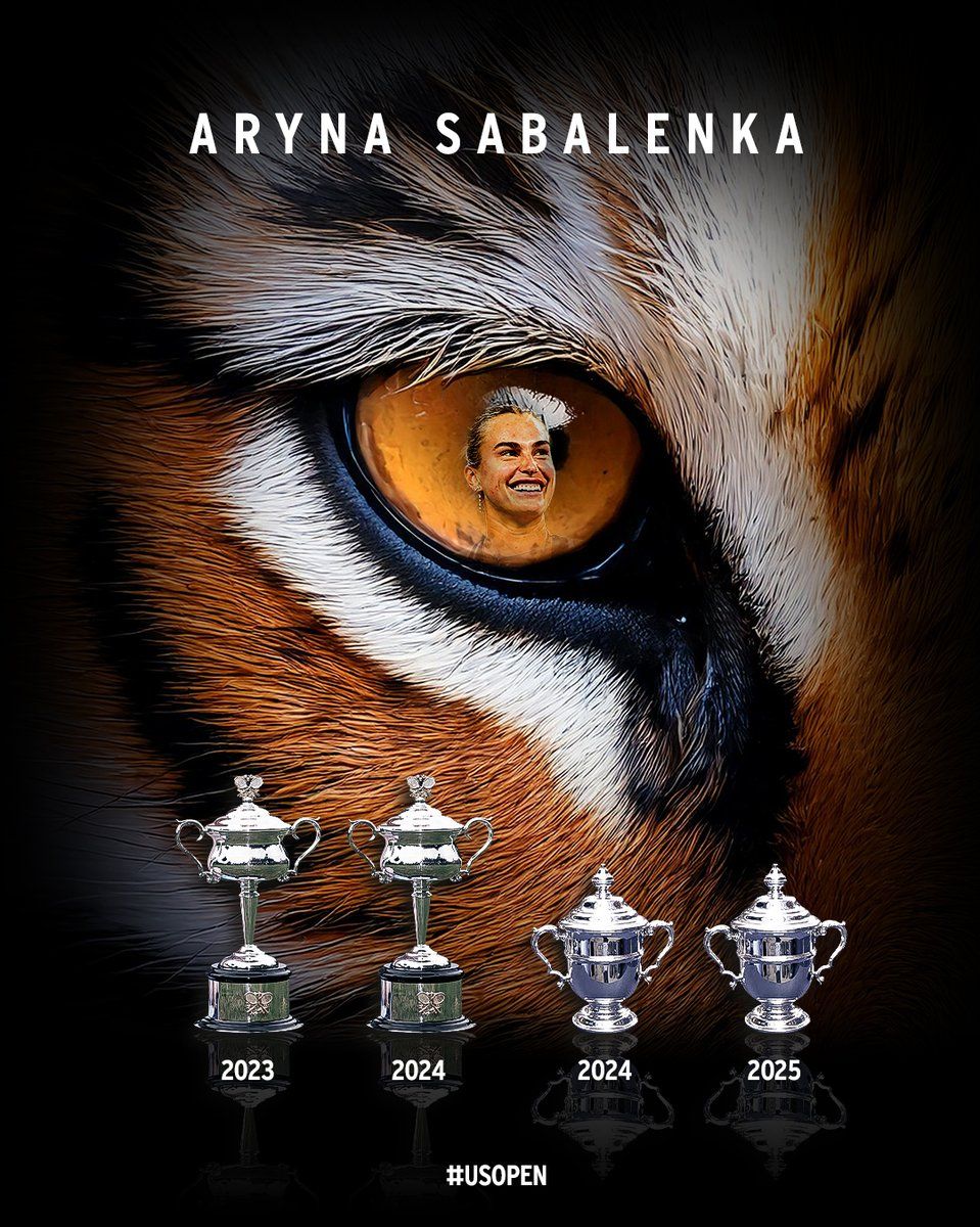 959x1200 A tiger doesn't change its stripes. After repeating in Melbourne, Aryna repeats in New York