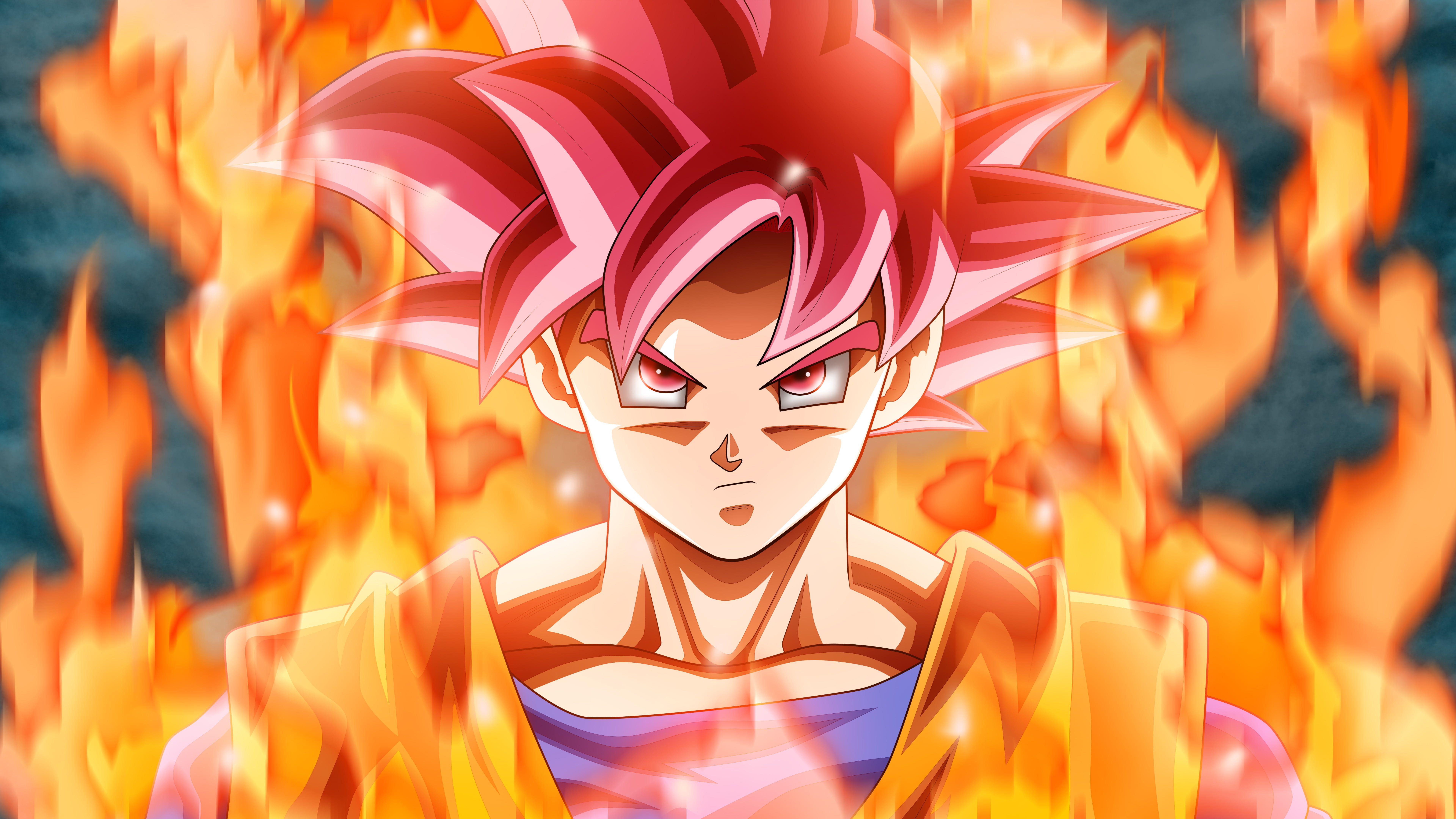 7680x4320 Dragon Ball Son Goku Super Saiyan God HD wallpaper