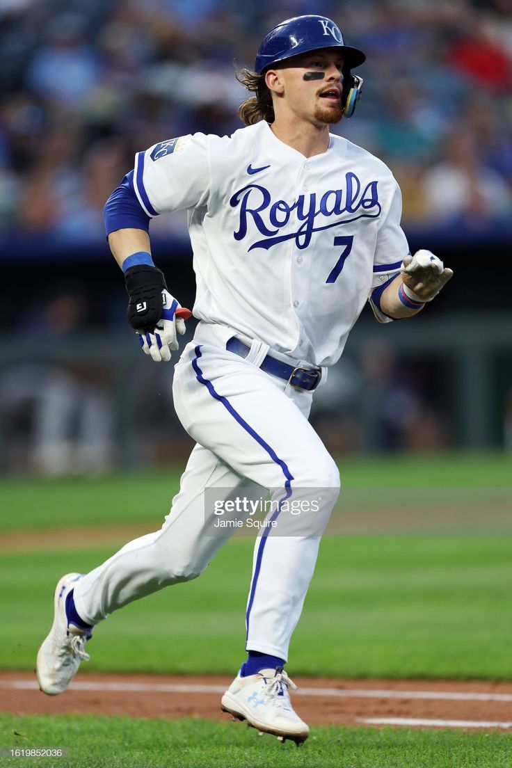 736x1104 Bobby Witt Jr. of the Kansas City Royals sprints up the first base