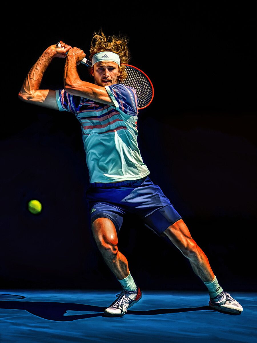 900x1199 Alexander Sascha Zverev portrait. Digital artwork print poster. Tennis and Zverev fan gifts