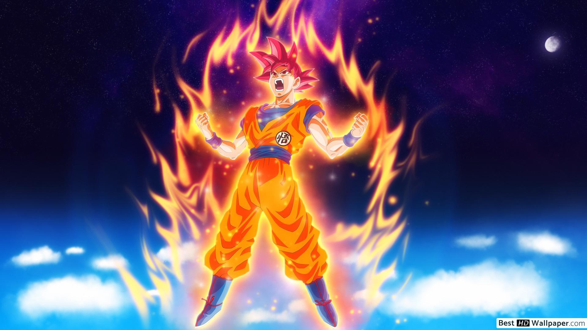 1920x1080 Goku Super Saiyan God HD wallpaper download