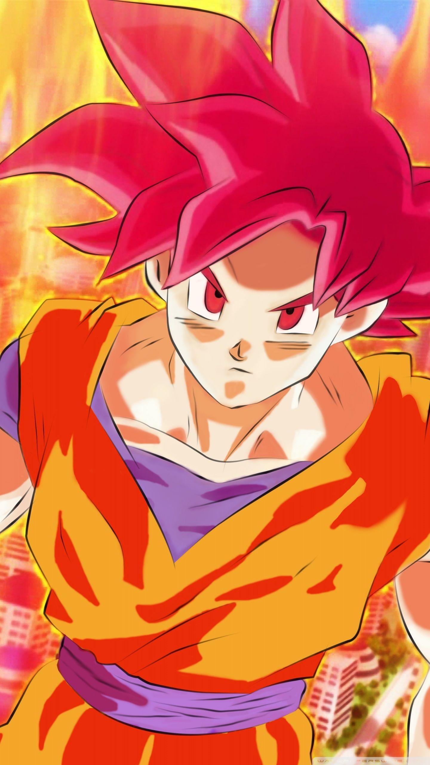 1440x2560 Goku Super Saiyan God Ultra HD Desktop Background Wallpaper