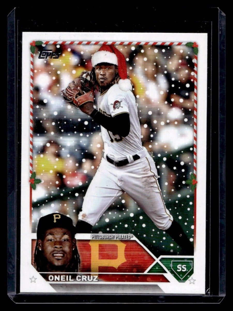 901x1200 Topps Holiday #H158 O'Neil Cruz Santa Hat Variation Pittsburgh Pirates