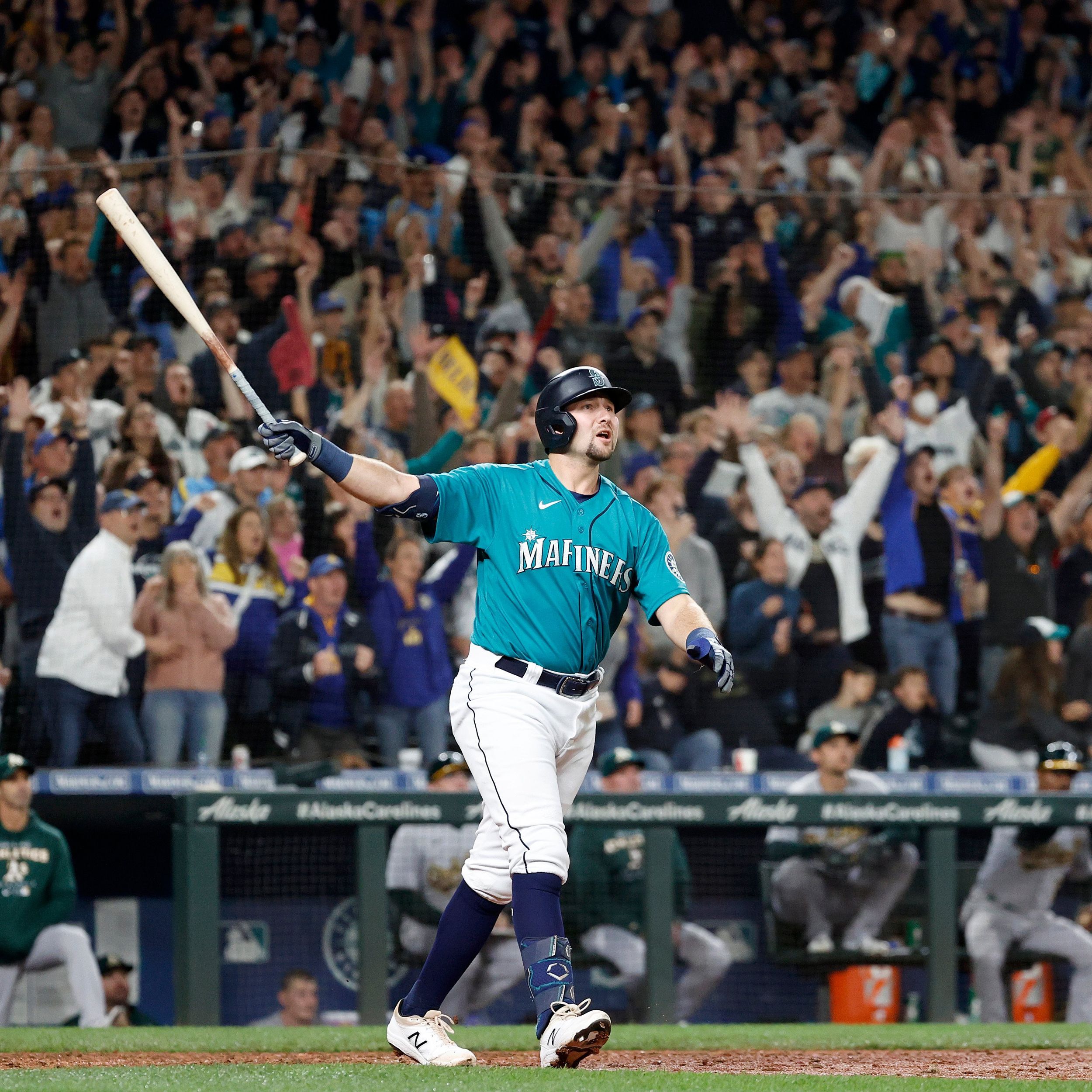 2500x2500 A Grip on Sports: Cal Raleigh's home run not only lifted Seattle into the playoffs, it lifted two decades of dissapointment from the shoulders of M's fans