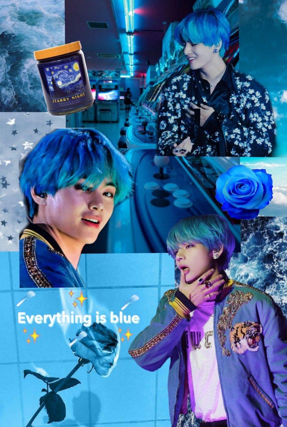 939x1397 Pin By Banana Tae On Edits Collages. Taehyung, Blue Hair