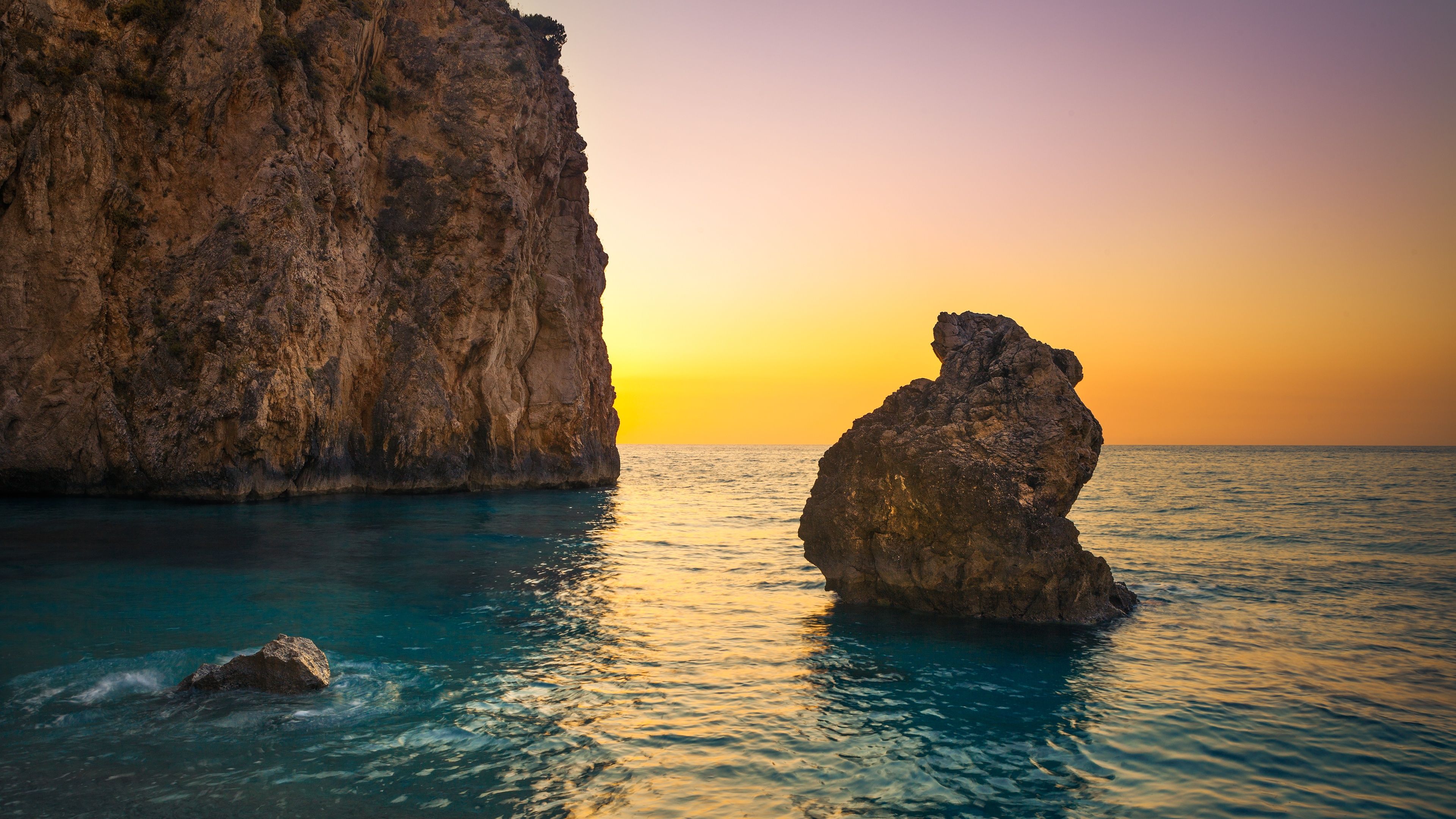 3840x2160 Milos Beach Wallpaper 4K, Greece, Lefkada Island, Lone rock